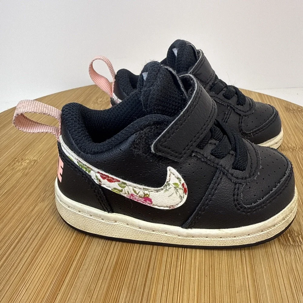 Nike Girls Court Borough Low Floral Casual Sneakers Size‎ 4C BQ7033-001